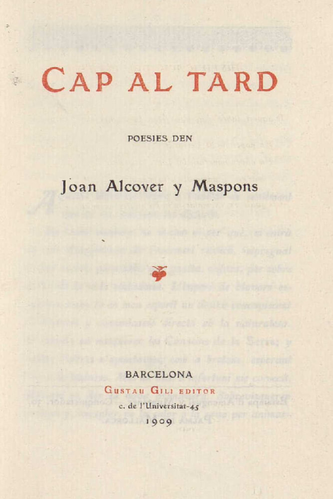 Cap al tard – Joan Alcover 58 cap al tard joan alcover desolació poema poemes poesia catalana de mallorca