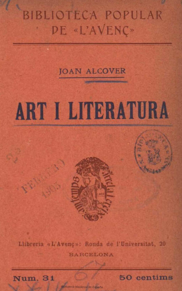 La llengua materna – Joan Alcover 60 La llengua materna, discurs de Joan Alcover inclòs a Art i literatura.