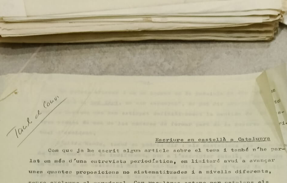 Escriure en castellà a Catalunya – Manuel de Pedrolo 60 Escriure en castellà i no en català a Catalunya: resposta en forma d'article inèdit, més prosa de combat de Manuel de Pedrolo.